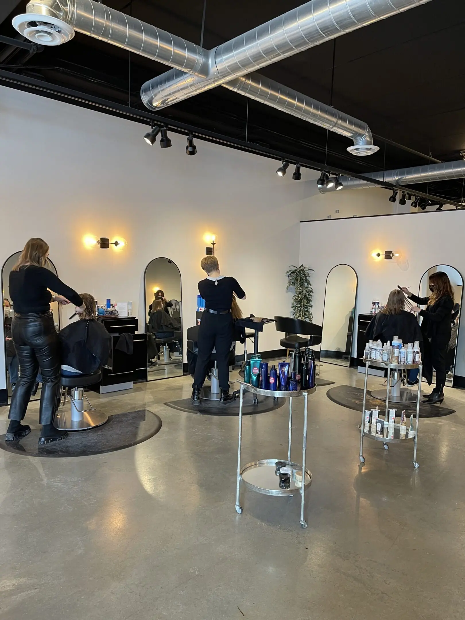 Hairdressing in a chic salon setting