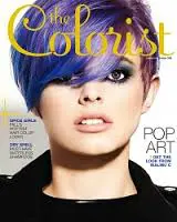 Magazine cover featuring woman with colorful hair.